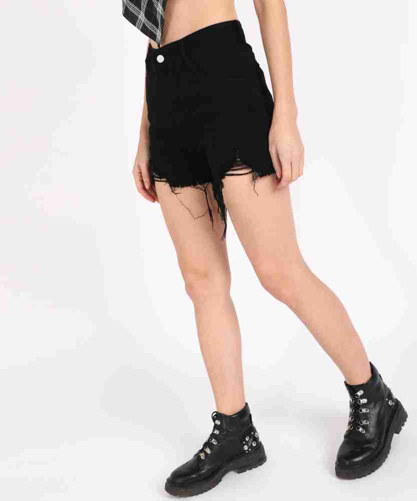 Shorts negros tiro best sale alto