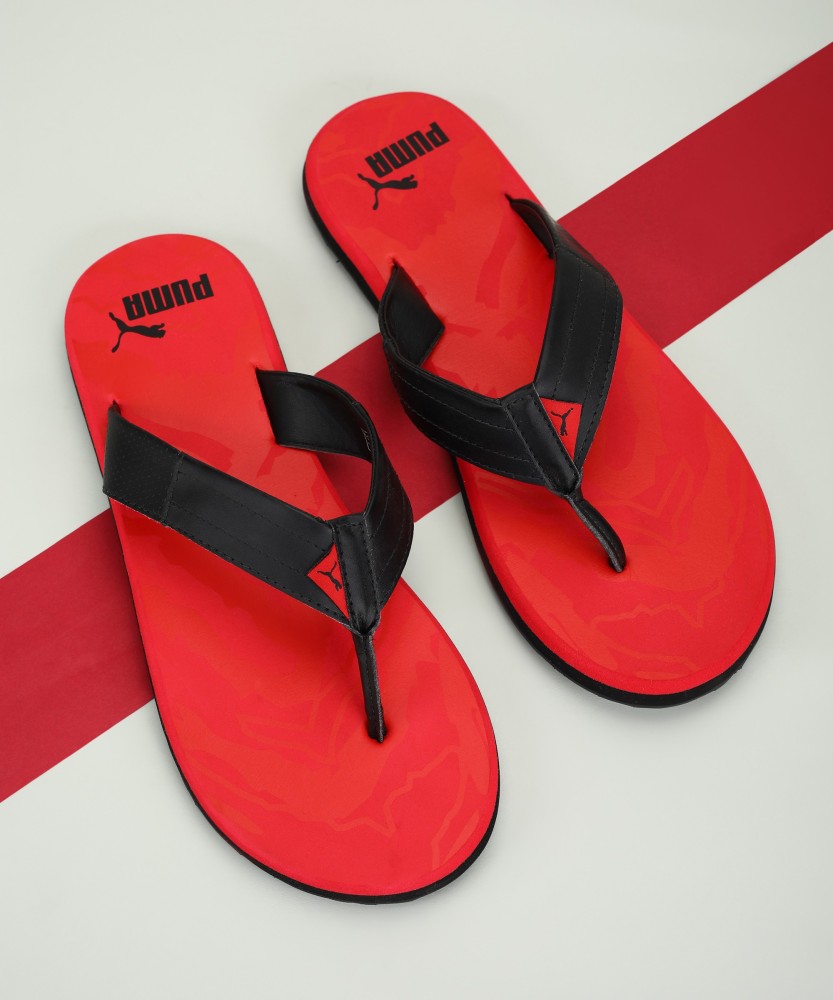 Puma red and black flip cheap flops