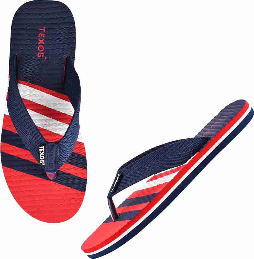 BIRDE Men Texos Comfortable Red Blue Chappal Slides Slippers