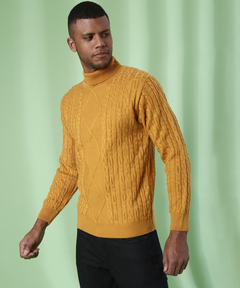 CAMPUS SUTRA Self Design High Neck Casual Men Yellow Sweater - Buy CAMPUS  SUTRA Self Design High Neck Casual Men Yellow Sweater Online at Best Prices  in India