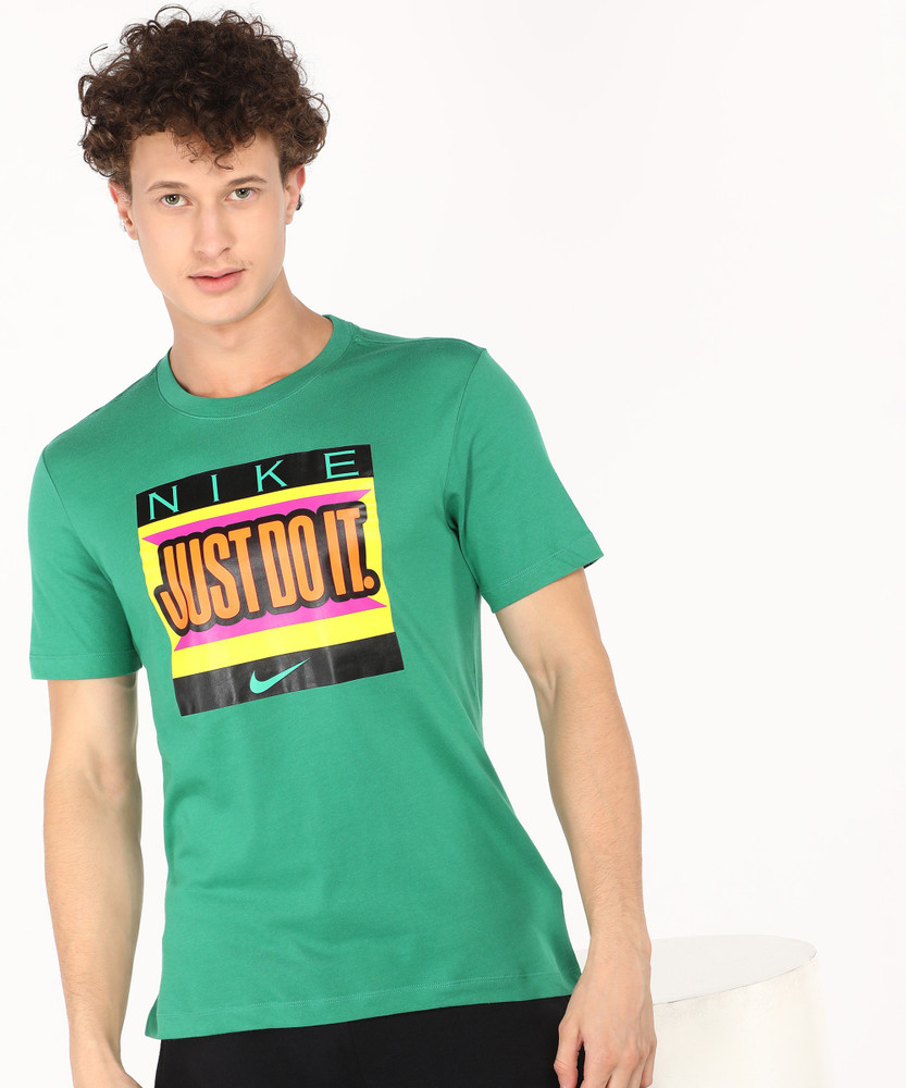 NIKE Typography Men Round Neck Green T Shirt Buy NIKE Typography