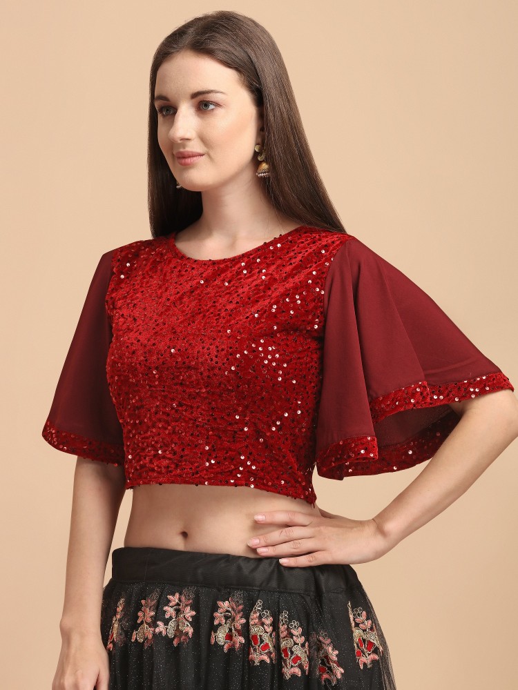 Buy Linaro Lifestyles Women Red Woven Design Net Blouse Online at