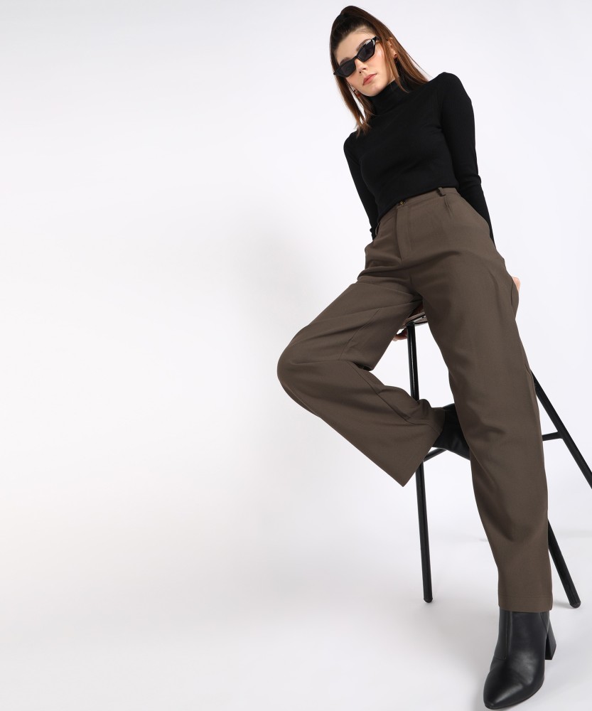 KAZO Trousers and Pants  Buy KAZO Brown Trouser With Metal Buckle Online   Nykaa Fashion