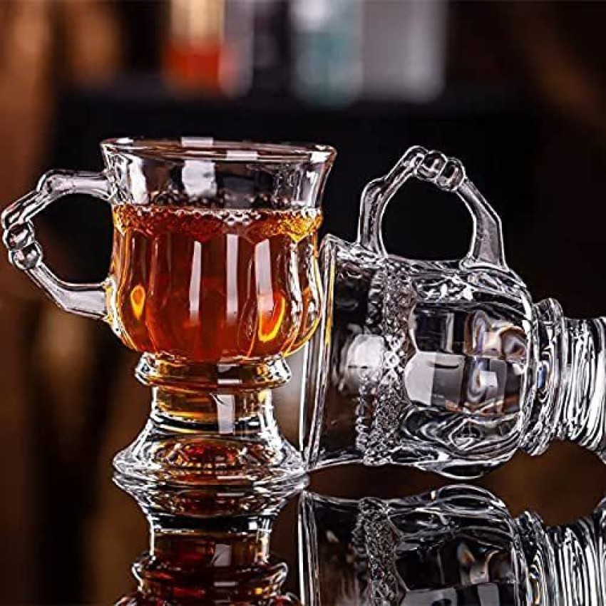 Glass Tea Set With Cognac Handle