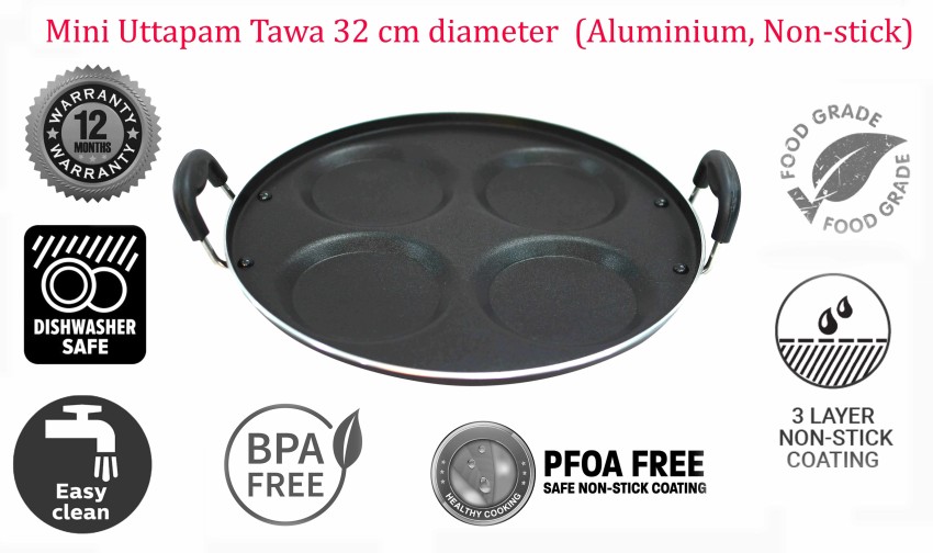 5 Pits Mini Appam Pan or Mini Uttappam Pan in Iron 