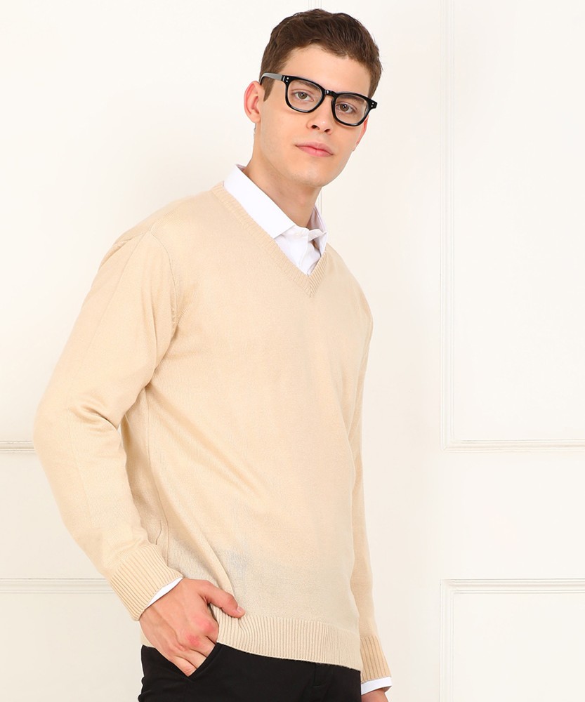 Beige sweater 2024 mens outfit