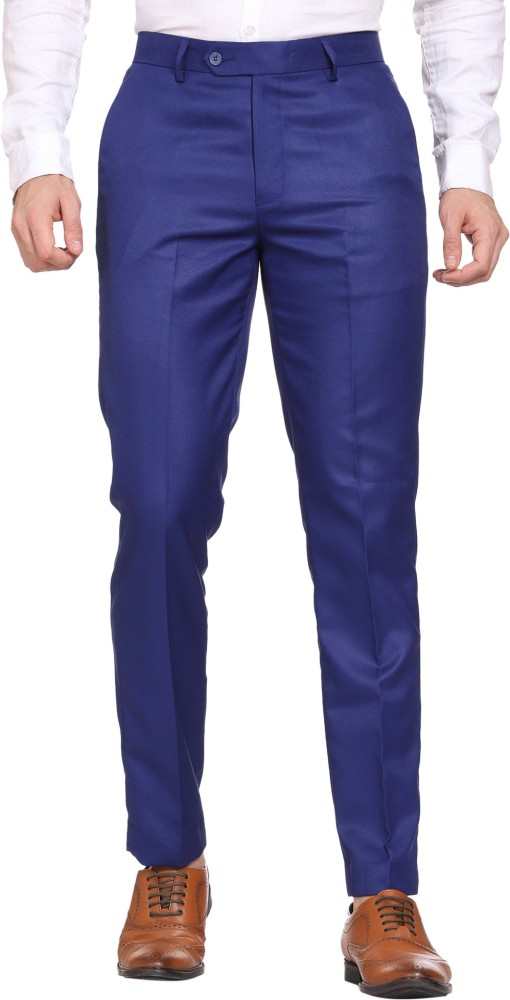 Slim Fit Casual Wear Men Blue Cotton Trouser Size 3036