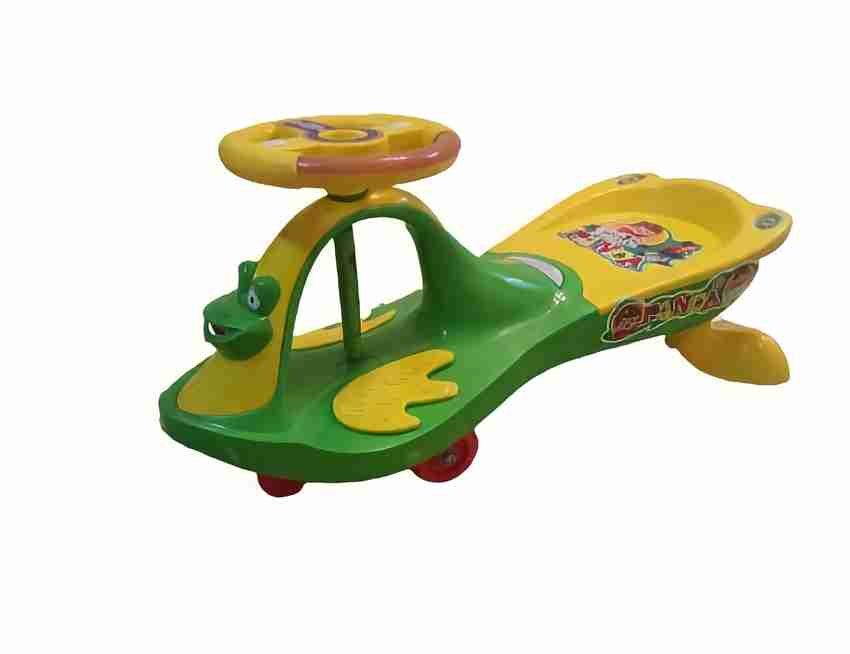 PANDA Swing Car Green And Yellow Rideons Wagons Battery Operated Ride On