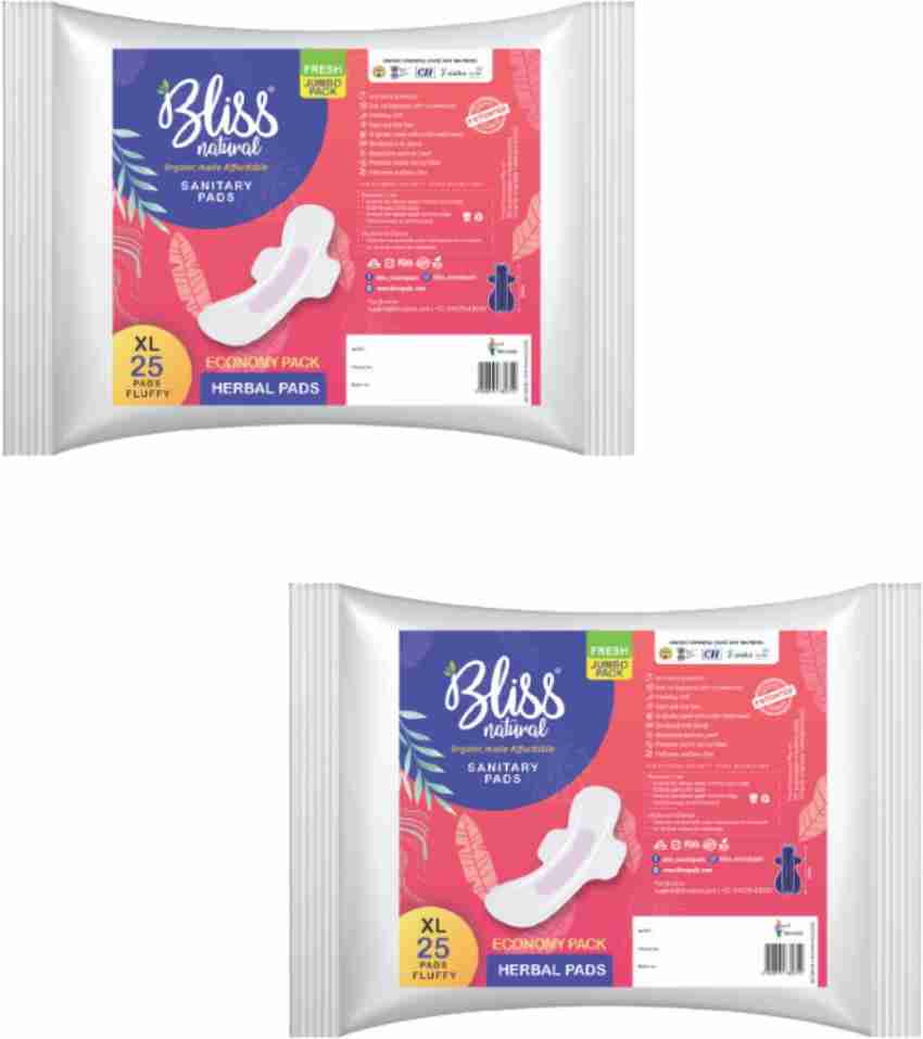 Buy Organic Sanitary Pads Combo  34 Fluffy Jumbo XL and XXL - Bliss Pads