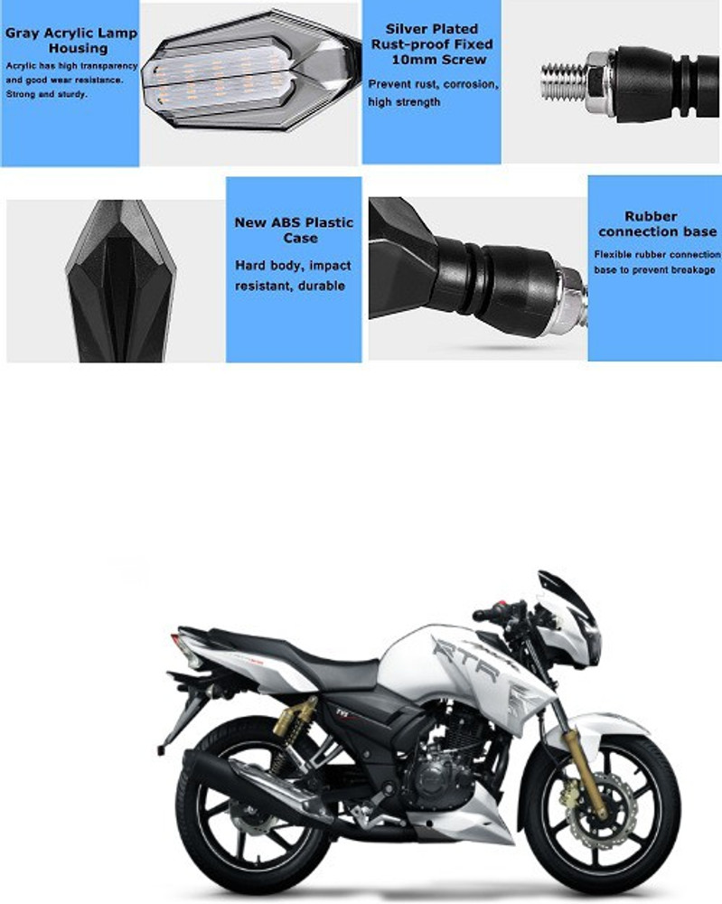 PRTEK Front Rear LED Indicator Light for TVS Apache RTR 180 Price in India Buy PRTEK Front Rear LED Indicator Light for TVS Apache RTR 180 online at Flipkart