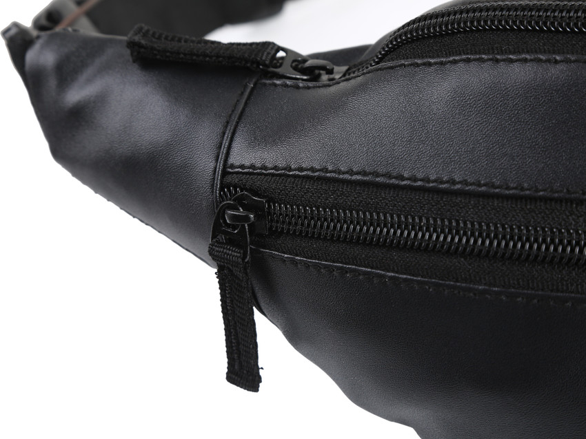 EMMCRAZ sport leather waist bag for men women black waist bag