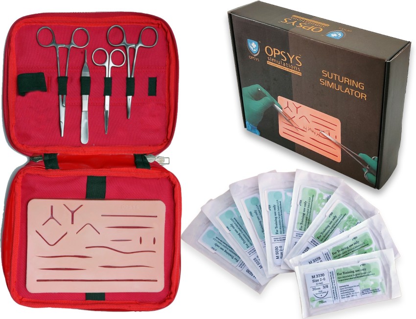 Large 3-Layer Suture Pad w/ Wounds Suturing Practice Kit Suturing Practice  Kit -- with driver, pickup, scissor, blade & 5 sutures