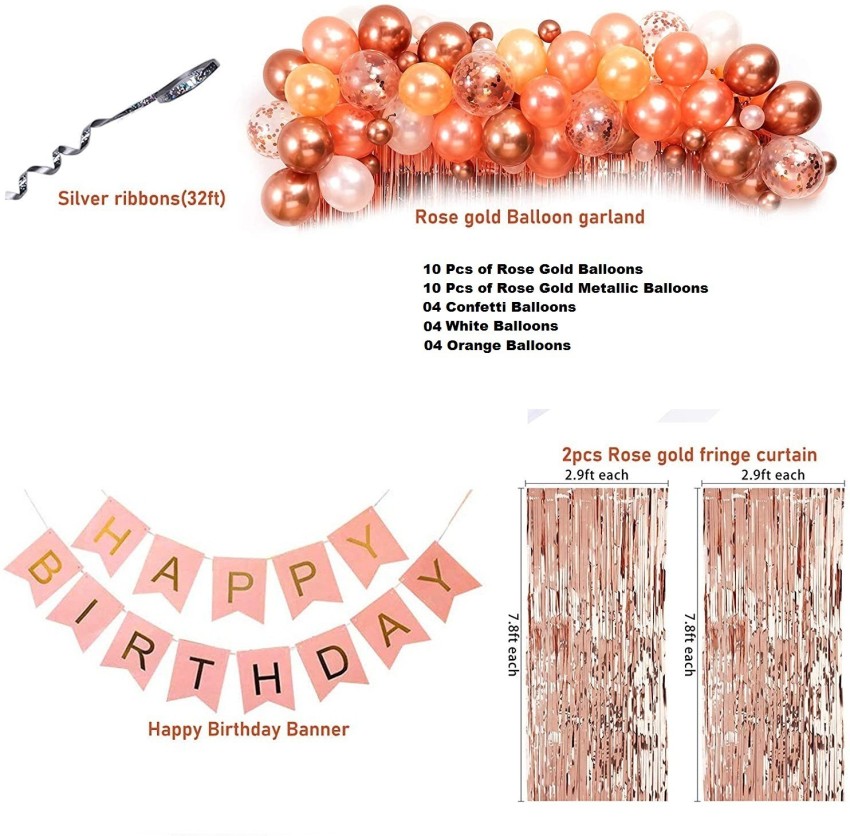 R G ACCESORIES Rose Gold Theme Birthday Party Decorations - 36 Pcs