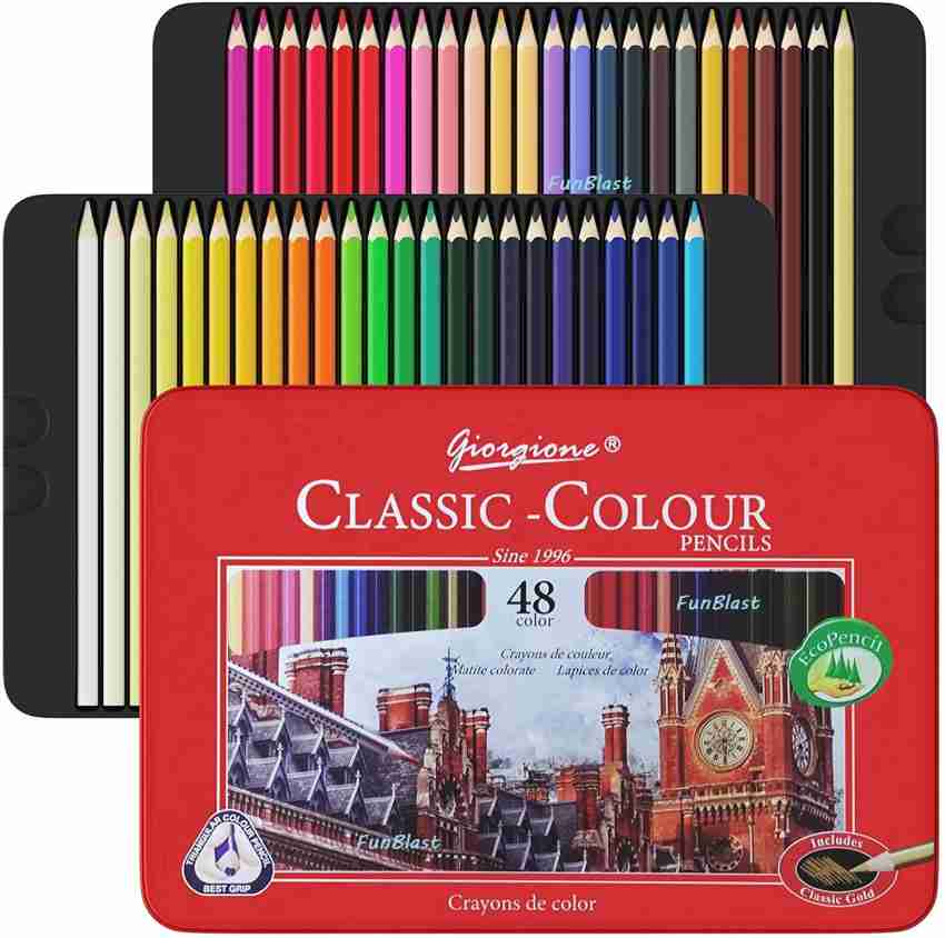Kids Colored Pencils, Set of 48, Metallic and Neon Colors