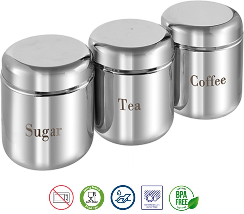 Stainless steel coffee tea and best sale sugar containers