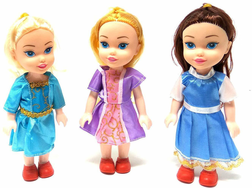 WHITE POPCORN Cute Three Sisters Doll Set for Kids Colorful Dress Little Cute Girl Doll Set Cute Three Sisters Doll Set for Kids Colorful Dress Little Cute Girl Doll Set