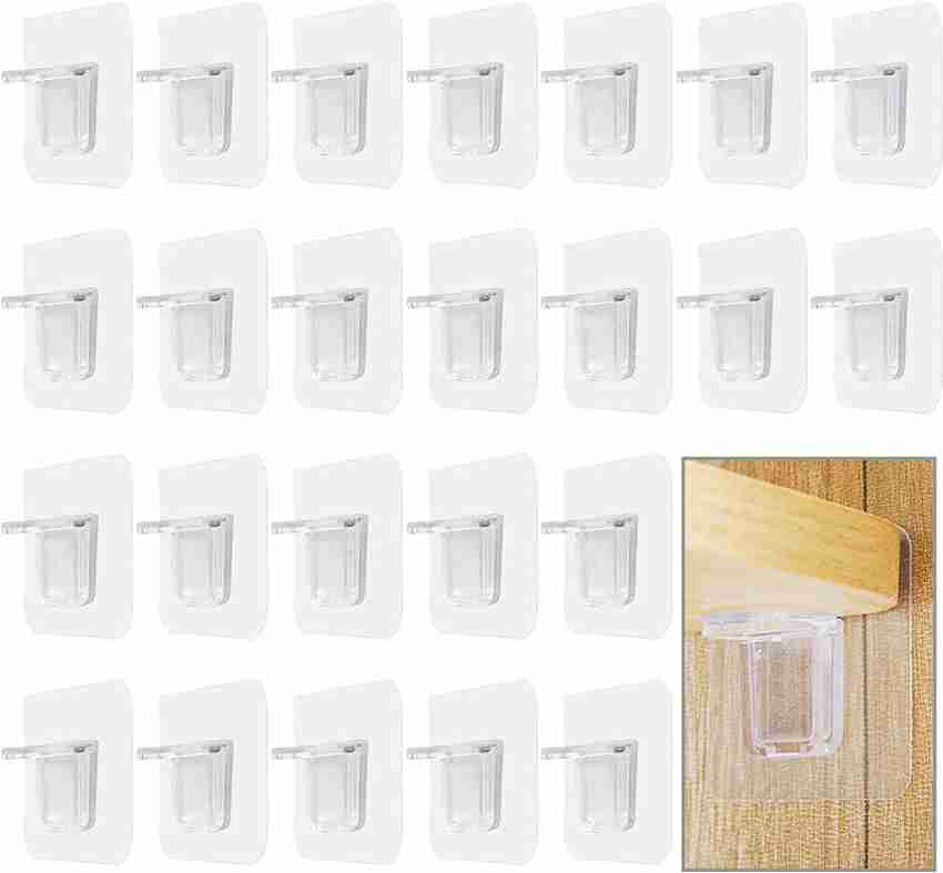 60 Pieces Adhesive Support Shelf Bracket Non-Perforated Wardrobe Partition  Layer Fixed Paste Hook Shelf Support Bracket Adhesive Pegs Closet Cabinet