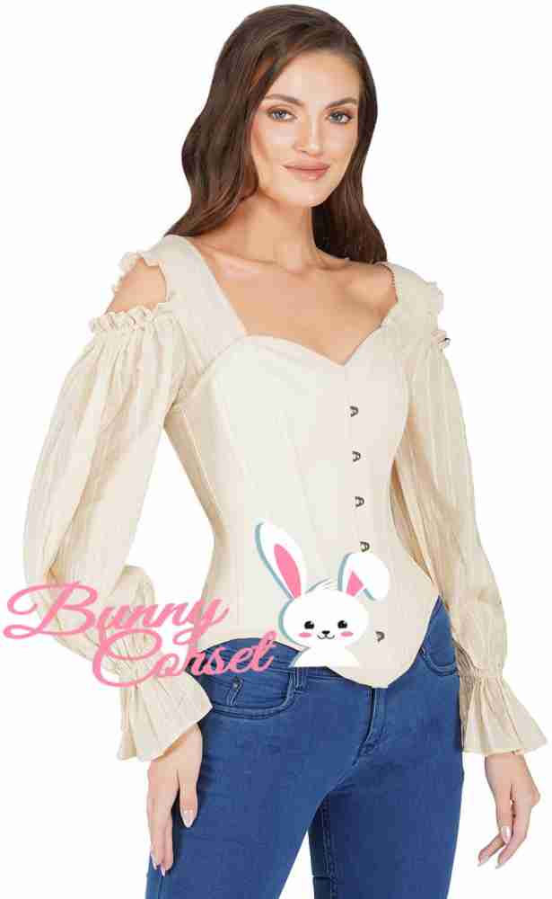 Bunny Corset Casual Floral Print Women Beige Top - Buy Bunny Corset Casual  Floral Print Women Beige Top Online at Best Prices in India