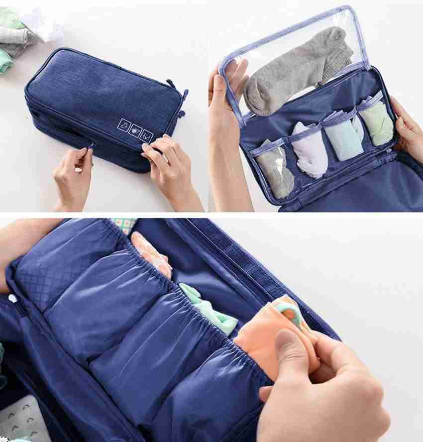 FORKLS Women's Underwear Case Travel Portable Storage Bag Lingerie Organize  Navy Blue - Price in India