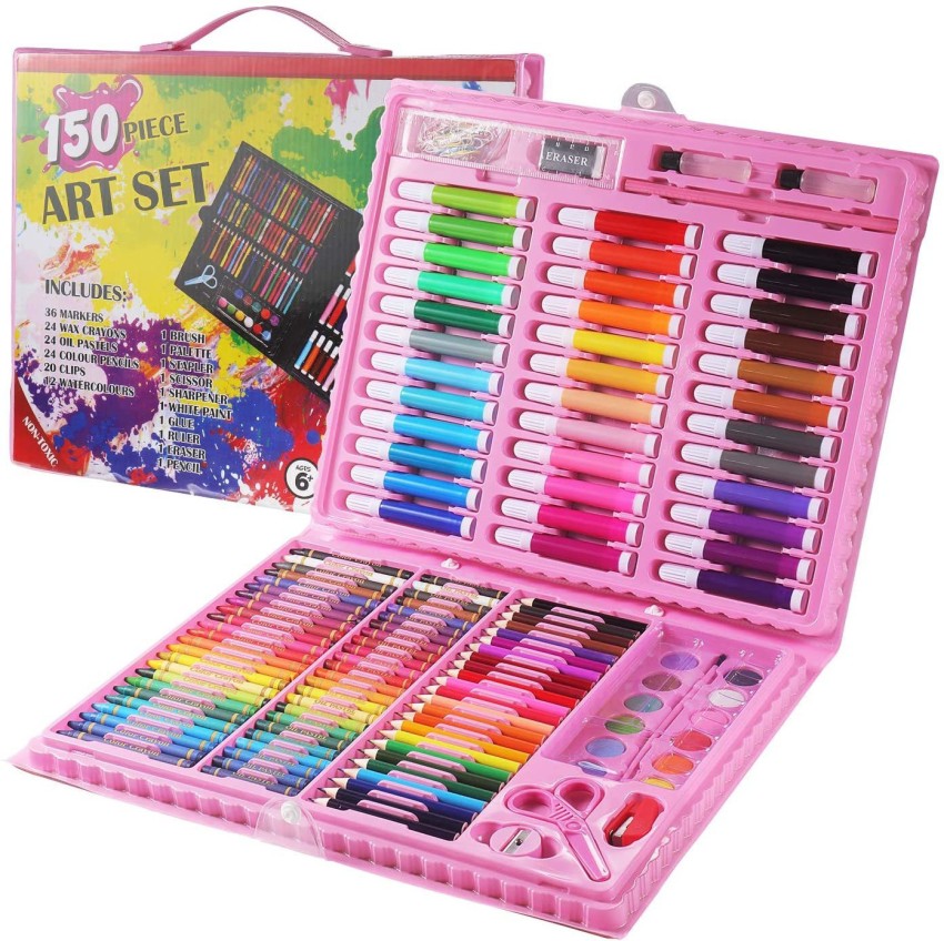 SHK Digitrade Art Kit - Portable 150 Pieces Children Drawing  Colouring Set without Cardboard Package Box - Art Sets