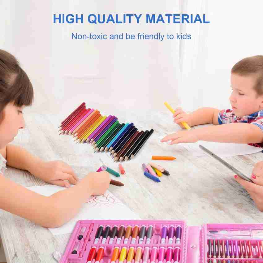 SHK Digitrade Unicorn Blue Stationery Set Art Drawing Sets,  Colored Pencil Drawing Art Marker Pen Set with Crayon Oil Paint Brush  Drawing Professional Art Set Gift for Children Kids -145