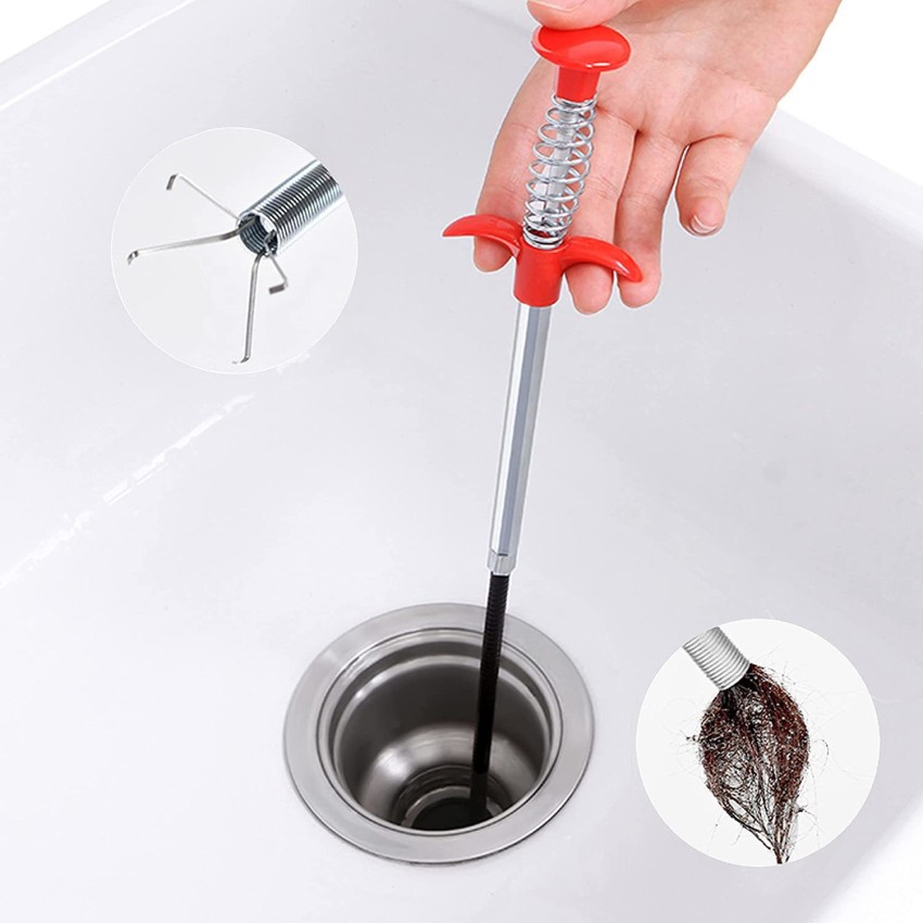 2 Pack Drain Opener Hair Snake Cleaner Tool Unclogs Sink Tub