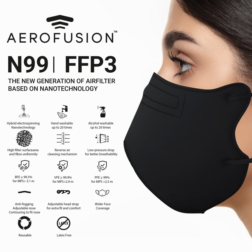 Masque réutilisable FFP3 N99 noir