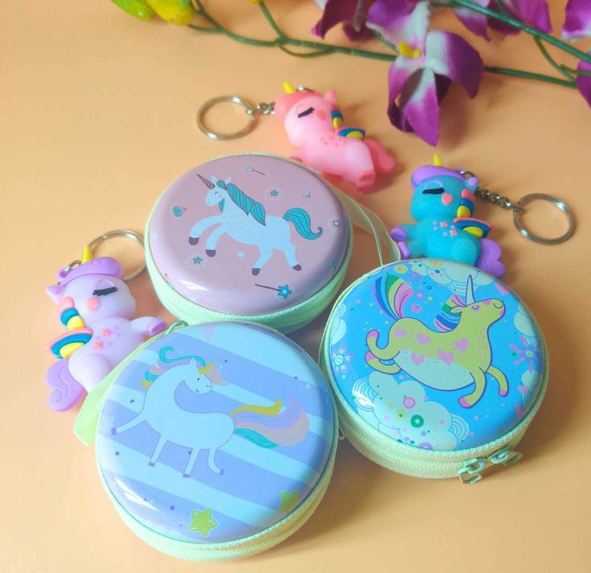 Tera13 (Pack of 6) Unicorn Coin Pouch with keyring Coin Purse multi - Price  in India
