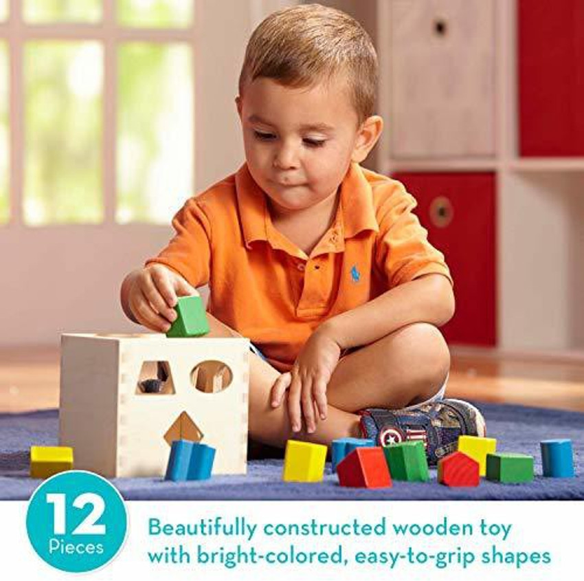 Melissa & doug shape sorting cube classic wooden toy store