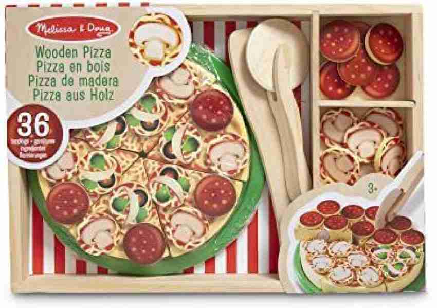 Melissa & Doug Wooden Pizza Play Food Set With 36  