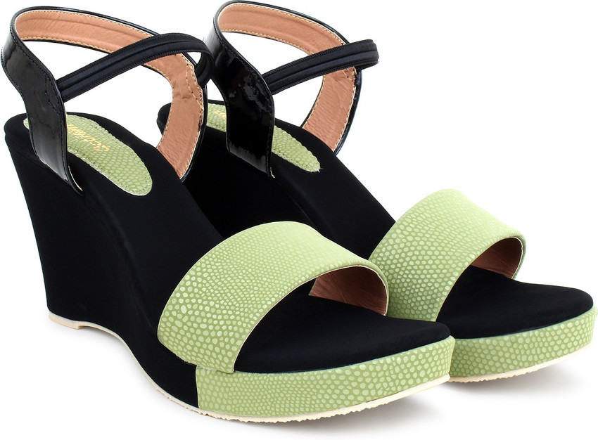 Green store wedge heels