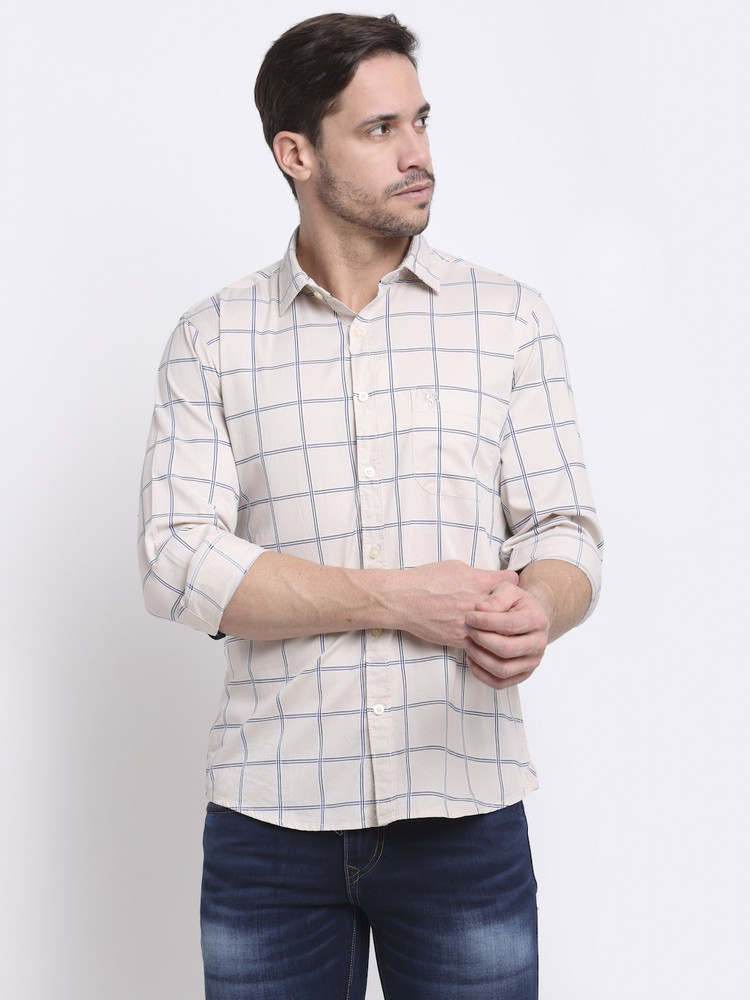 CANTABIL Men Checkered Casual White Shirt Buy CANTABIL Men