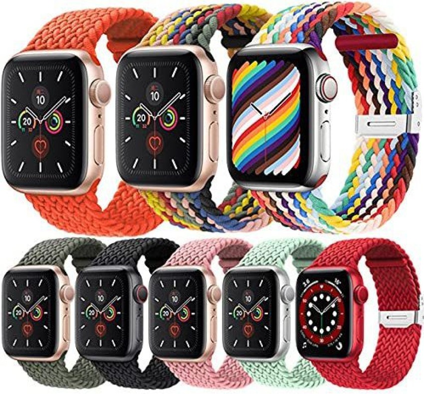 NFELIA 42 44MM Rainbow Edition Braided Solo Loop Artfully Weaves Cotton Strap Compatible for Smartwatch iwatch Smart Watch Strap Price in India Buy NFELIA 42 44MM Rainbow Edition Braided Solo Loop Art...