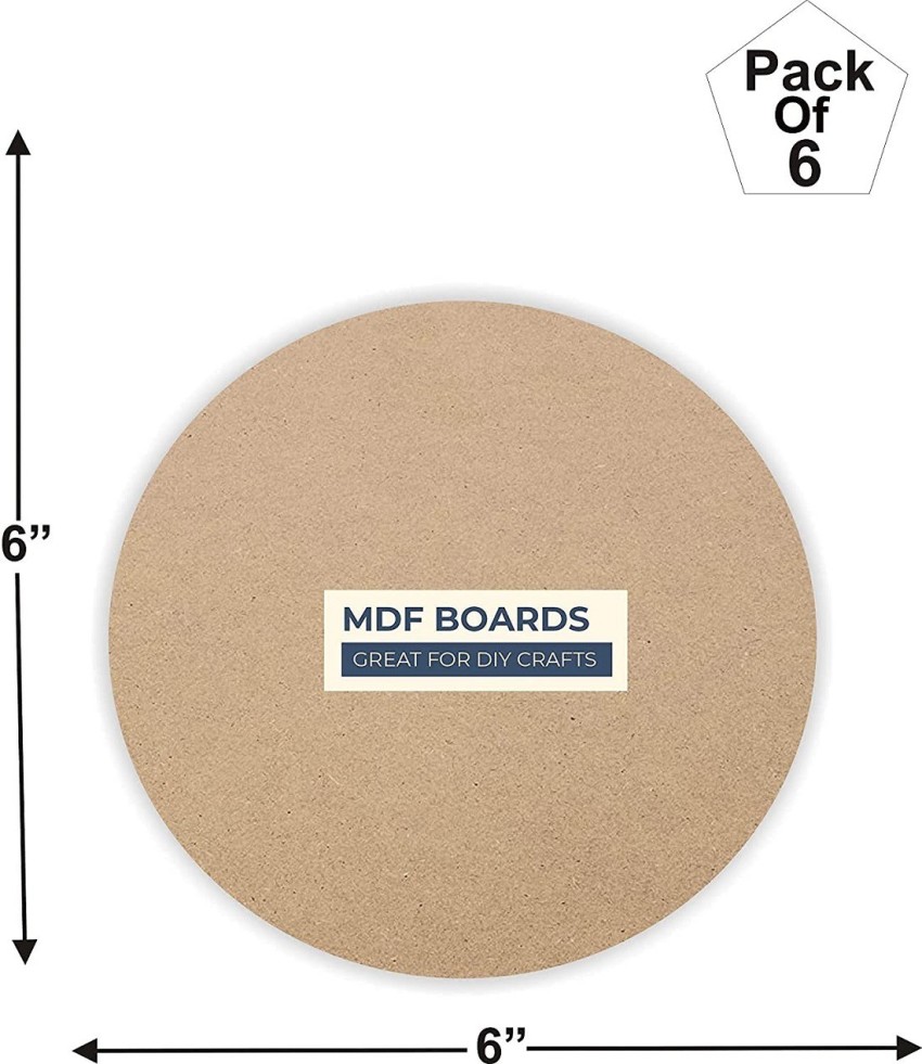6 Piece Round MDF Boards for Art and Craft, Wood Round MDF Sheets
