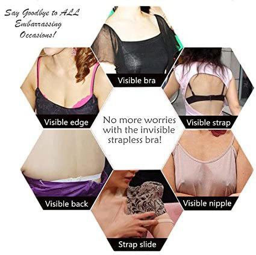Women Nylon Padded Non-Wired Reusable Backless Strapless Push up Self  Adhesive Sticky Bra(pack 2)