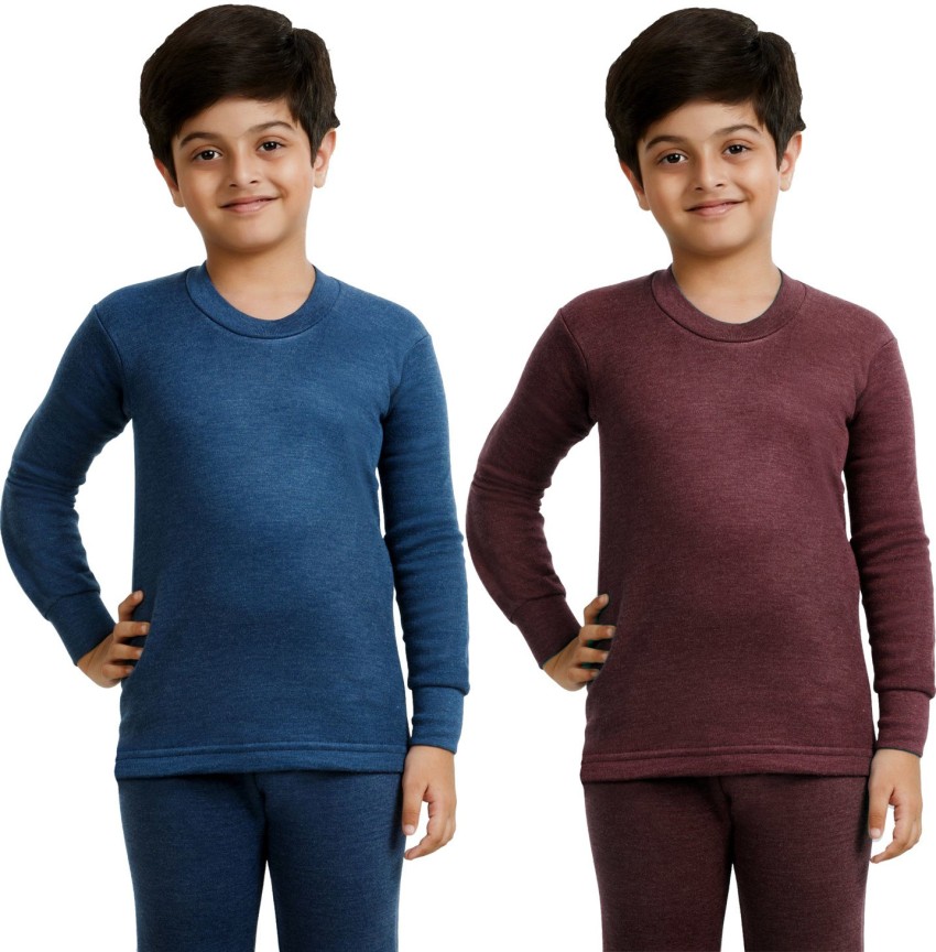 LUX COTTSWOOL Navy & Brown Thermal Top - Pack of 2