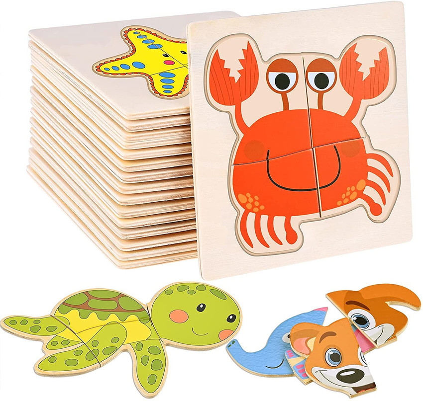 Authfort 6 PCS Wooden Jigsaw Puzzles Wooden Animal Puzzles for Toddlers Educational Montessori Toys Colorful Leisure Toys of 2 3 4 5 Years Toddlers Random Pattern Price in India Buy Authfort