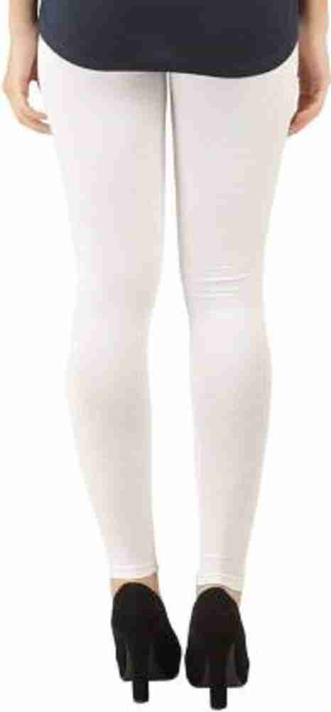 AKSA Ankle Length Ethnic Wear Legging (White, Black, Solid) with