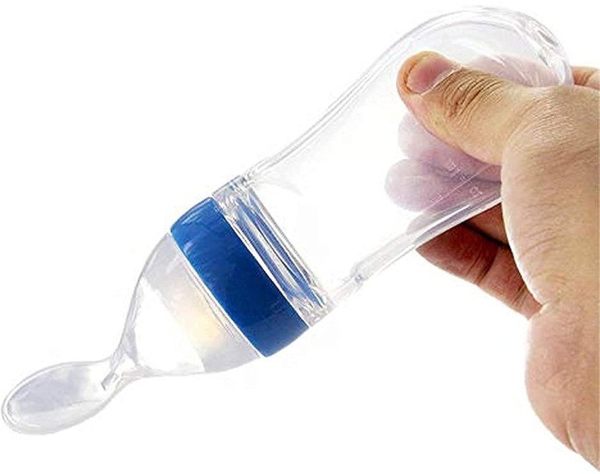 Baby bottle best sale with spoon attached