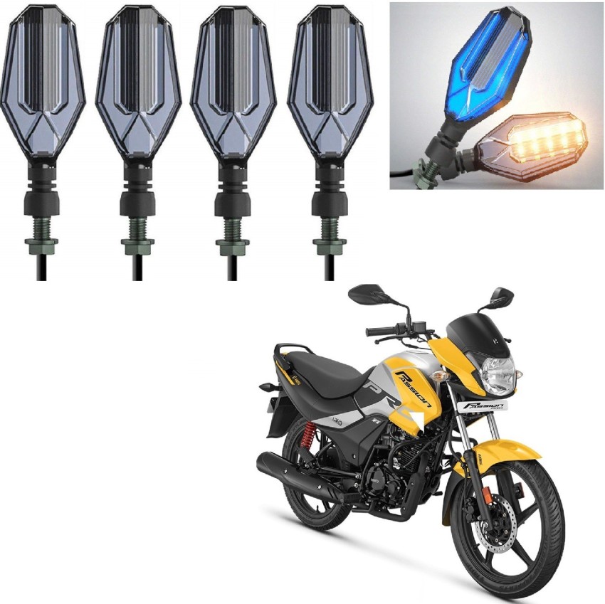 AUTOADDICT Auto Addict D Shape Front and Rear Indicator LED Blinker  Light(Pack of 4, yellow & Blue) For Hero Passion Xpro : : Car &  Motorbike
