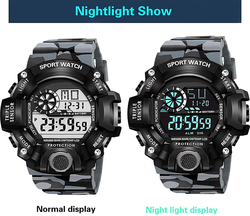 Motugaju Digital Watch With Led Multi Functional Grey Strap