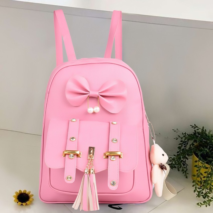 I-Zone 12 L Leather Students School Backpack Bags For Girls 12 L Laptop  Backpack pink - Price in India | Flipkart.com