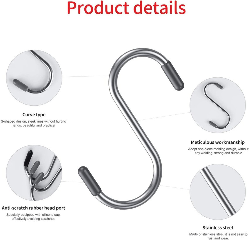KPNG Stainless Steel 3 Inch S Shaped Hooks Metal Hangers Hanging Hooks for  Home Hook 12 Price in India - Buy KPNG Stainless Steel 3 Inch S Shaped  Hooks Metal Hangers Hanging