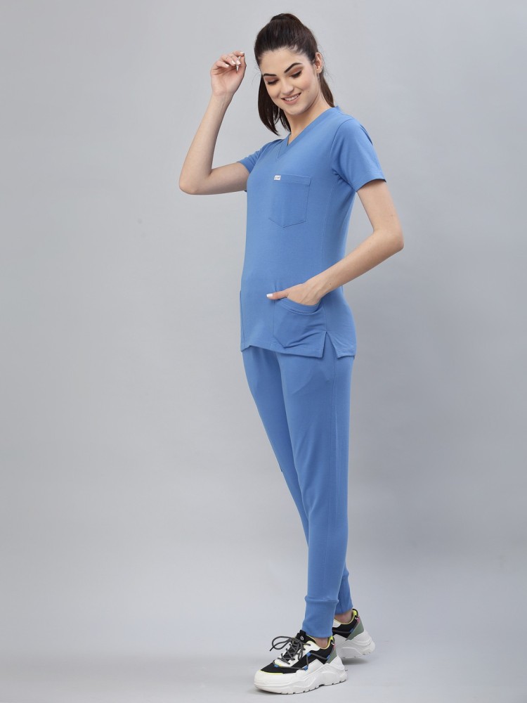 c-guard® Female's sky blue french jogger scrub suit_ s Pant, Shirt