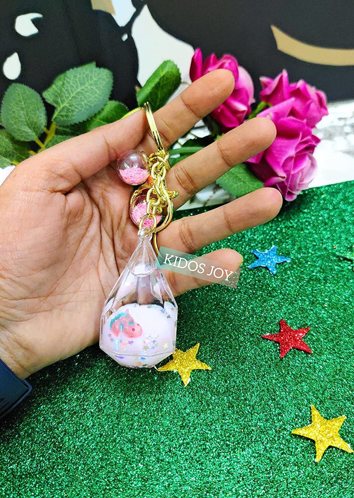 KIDOS JOY Cute Stylish Unicorn Water Glitter Floating Keychain