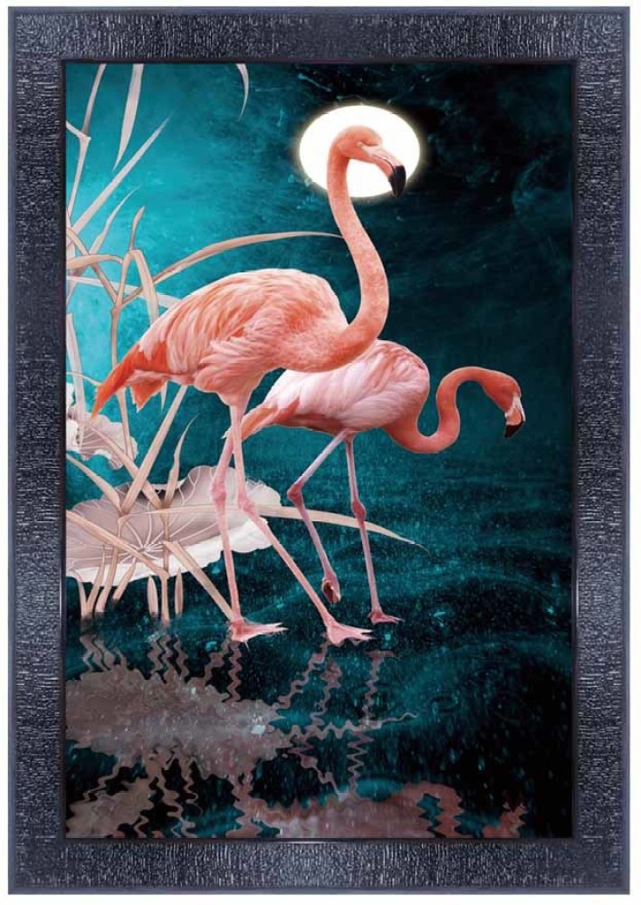 Oversize Prints I Pink Flamingo I Round Black Frame IPrints I