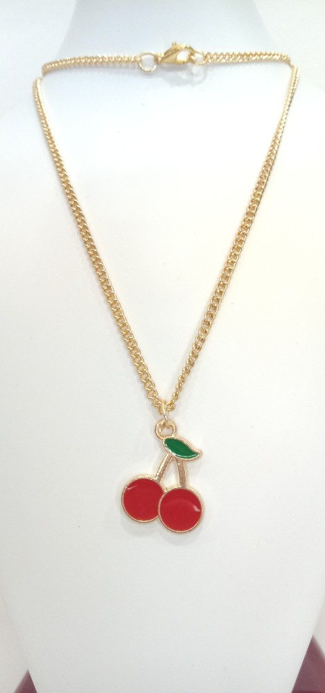 1pc Cherry Pendant Necklace For Women, Made Of Alloy, With Simple, Cute,  And Sparkling Design