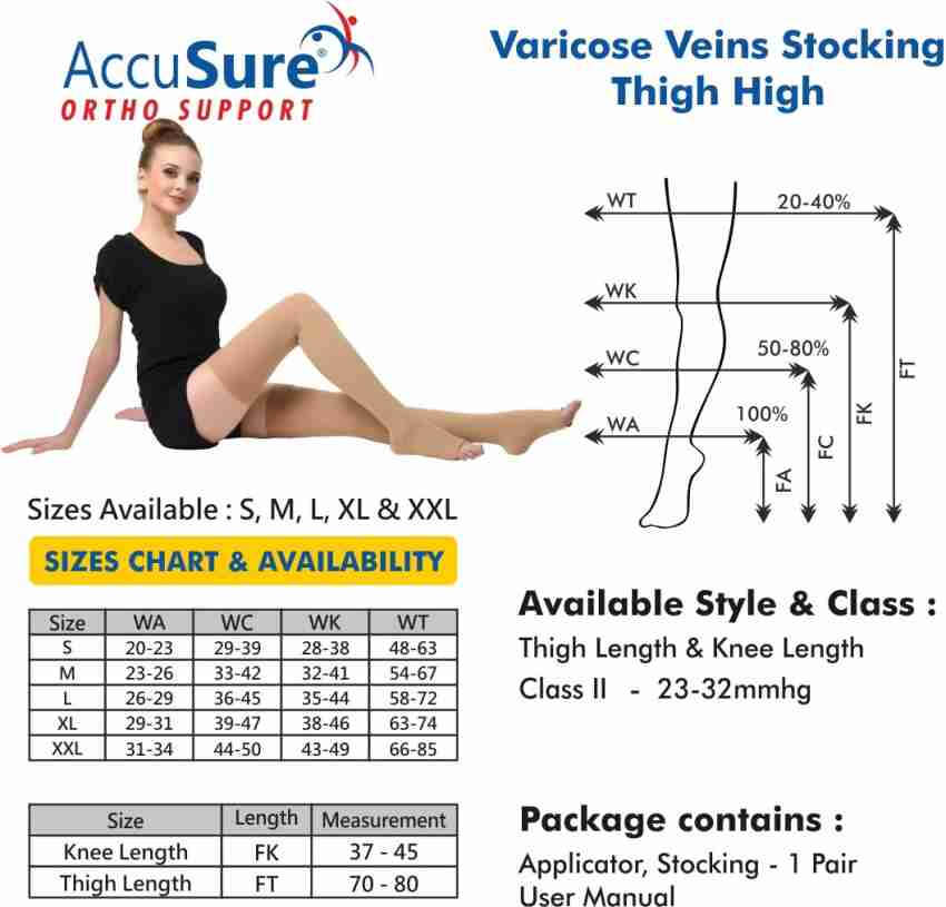 AccuSure Medical Compression Class-2 Varicose Stocking 23-32 mmHg Support  Open Toe Knee Support - Buy AccuSure Medical Compression Class-2 Varicose  Stocking 23-32 mmHg Support Open Toe Knee Support Online at Best Prices