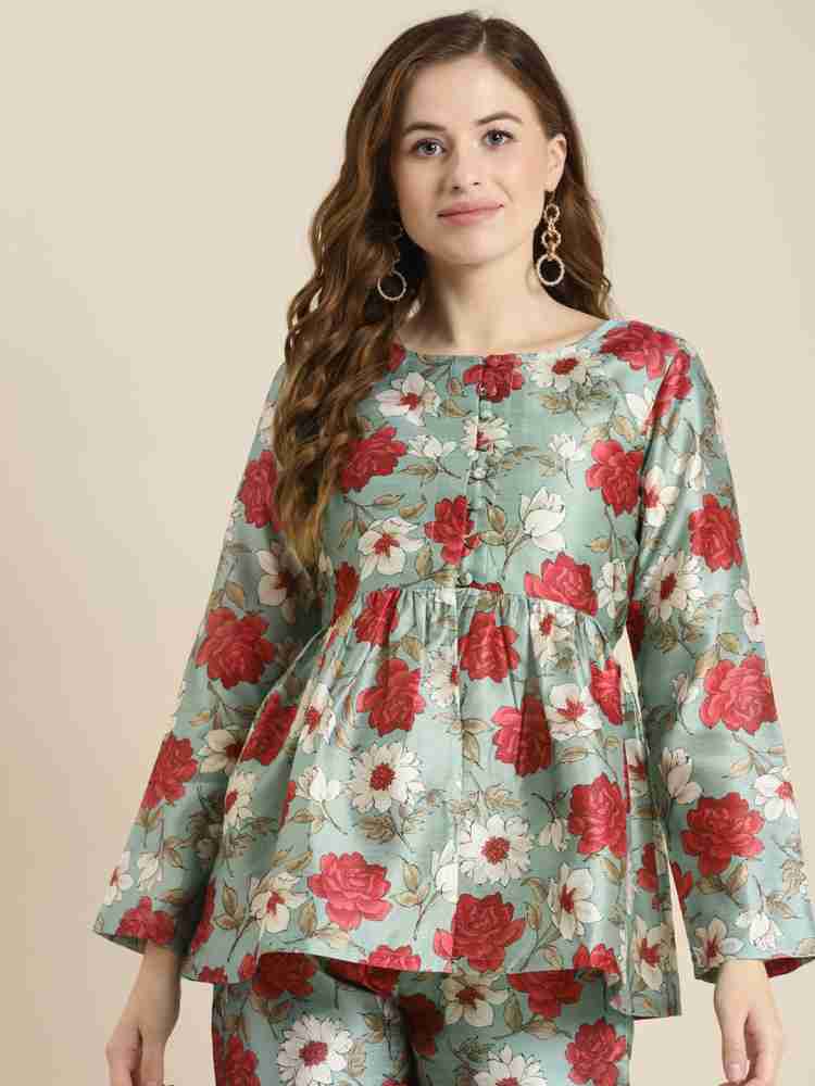 Buy Women Navy Floral Sleeveless Crop Top Online at Sassafras