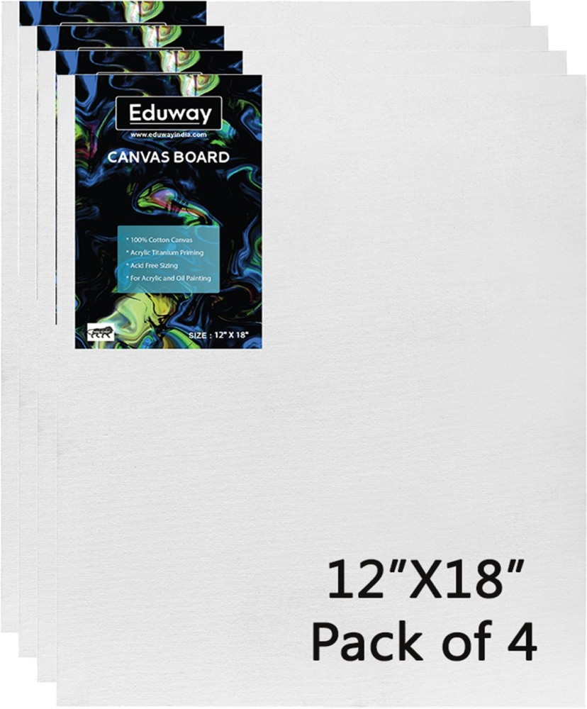 Buy Eduway Cotton Canvas Board Combo- Pack of 4 (8x10, 10x12, 12x18
